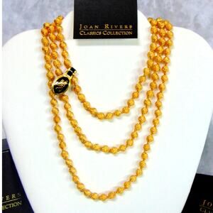 Joan Rivers Torsade Twister Necklace 45" Gold Beaded Beads Single Strand New